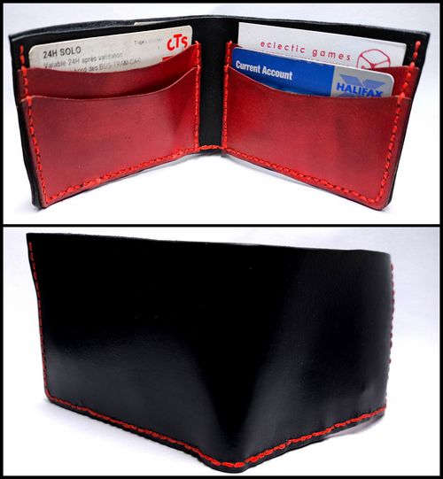 leather wallet in red and black