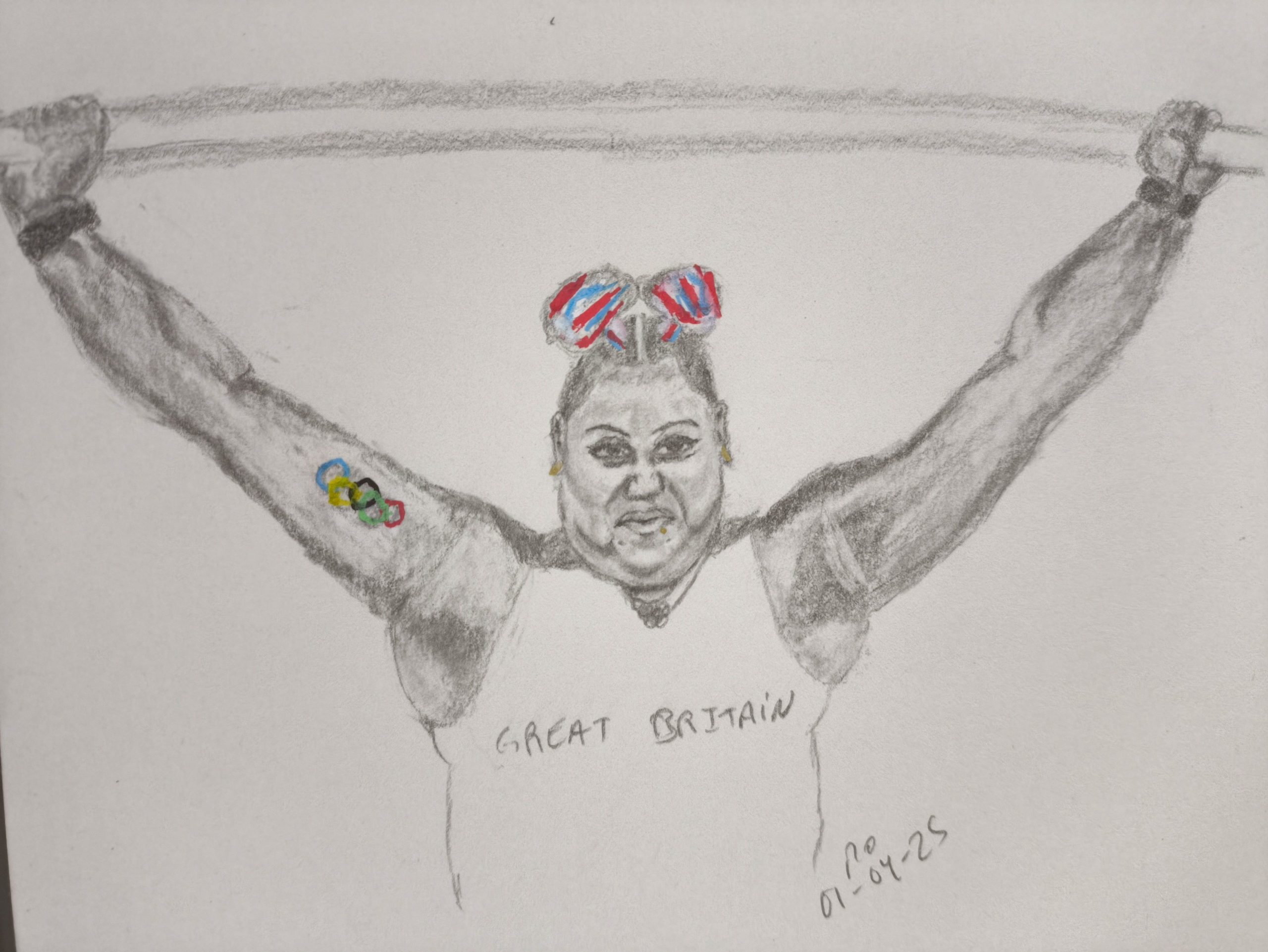 Portrait of Emily Campbell in graphite pencil