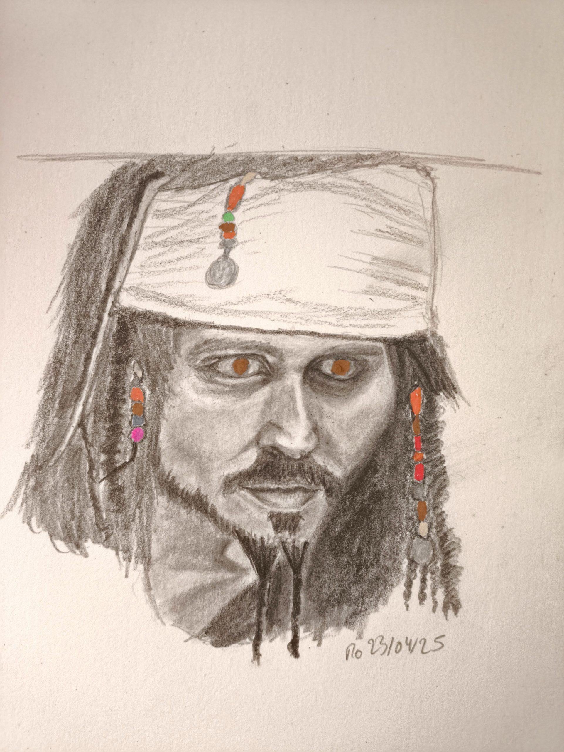 Portrait sketching of Johnny Depp as Captain Jack Sparrow