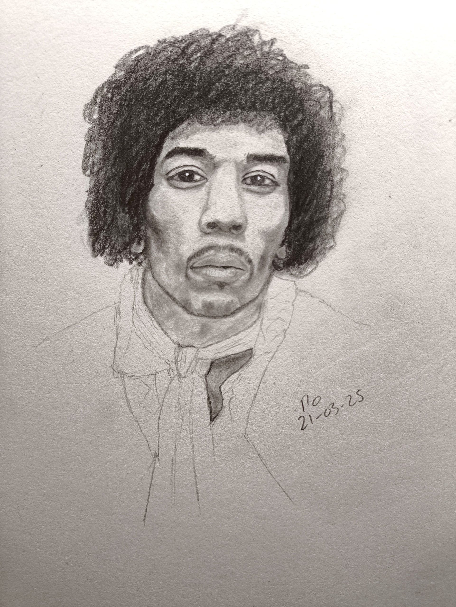 Portrait sketching of Jimi Hendrix