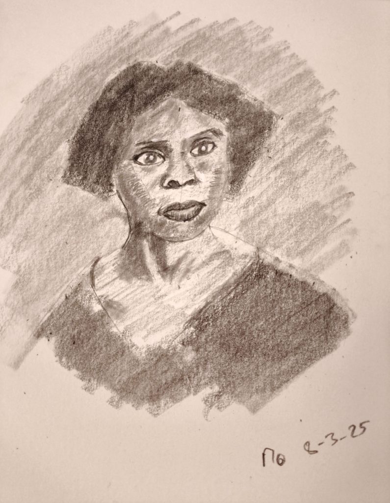 Portrait sketch graphite pencil white posca marker pen 08-03-2025