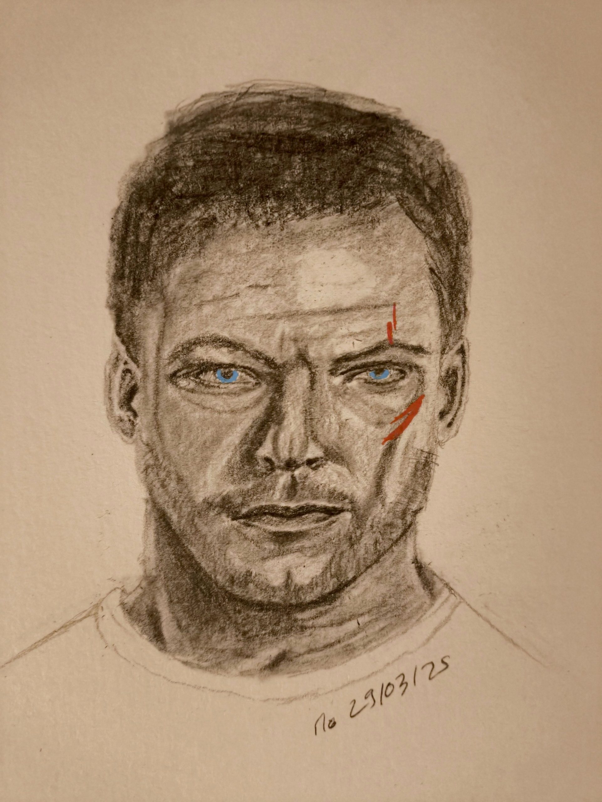 Portrait sketching of Alan Ritchson as Jack Reacher