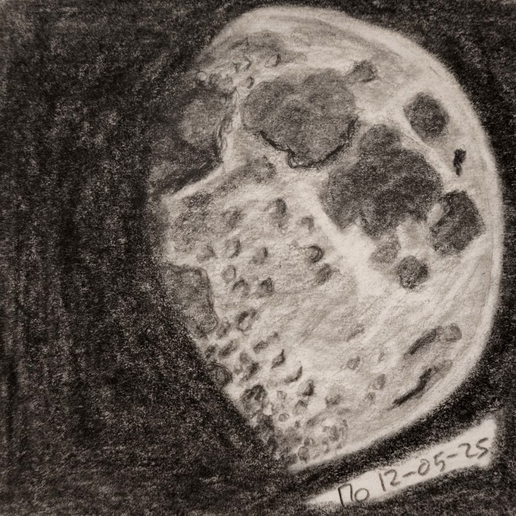 Sketch of the moon graphite pencil sketching 12-05-25