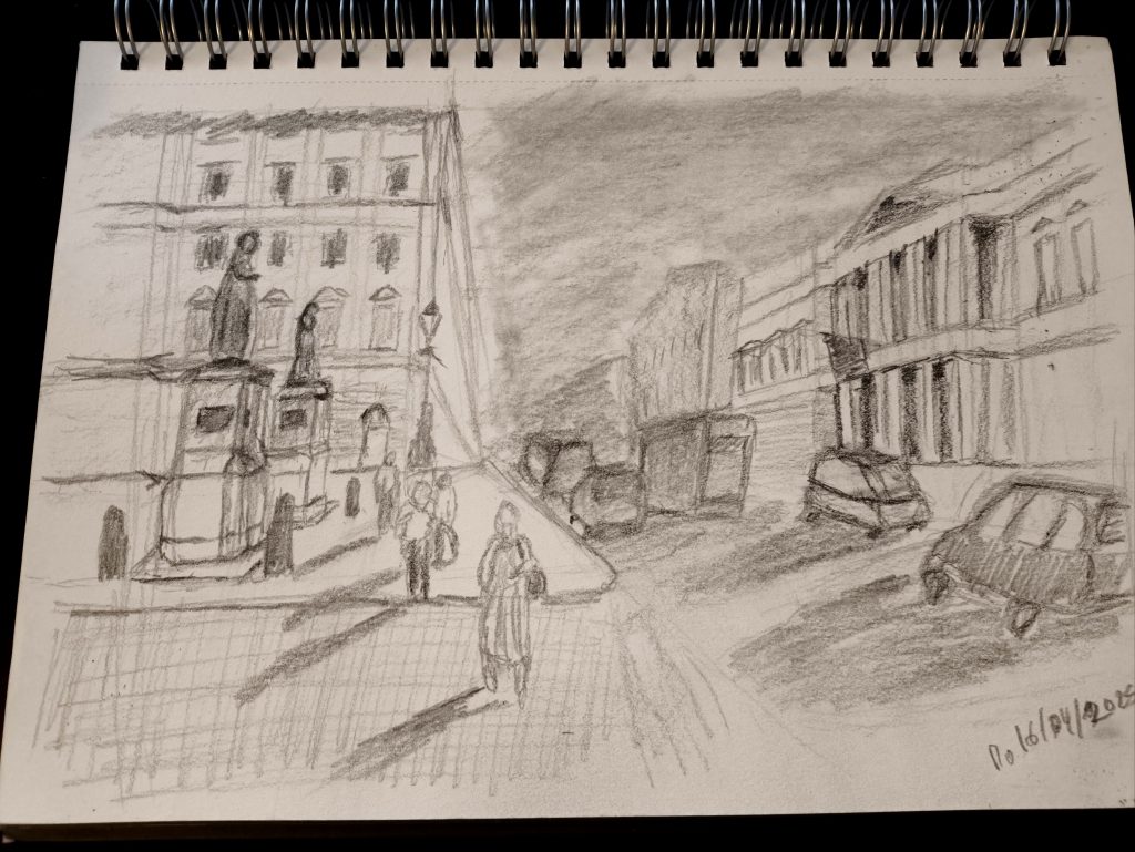 Urban landscape london street graphite pencil sketching 16-04-25