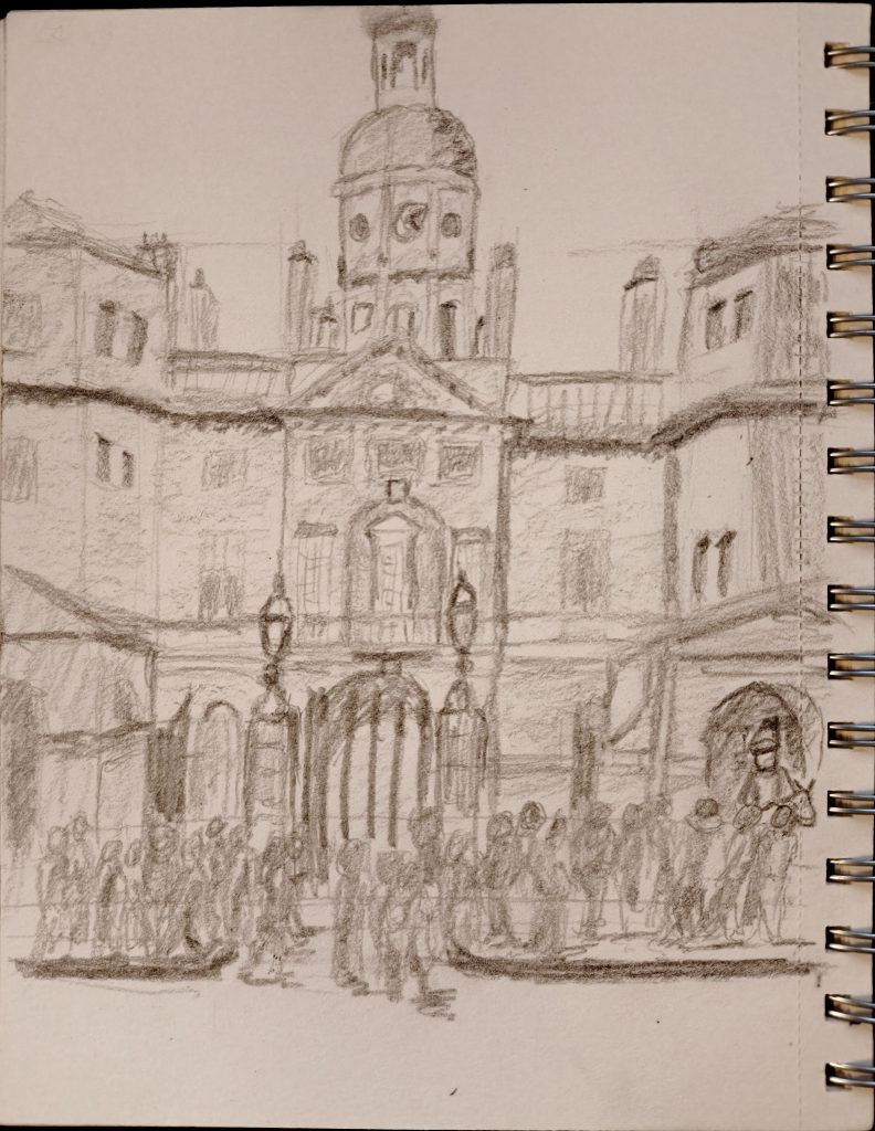 Urban landscape london street graphite pencil sketching