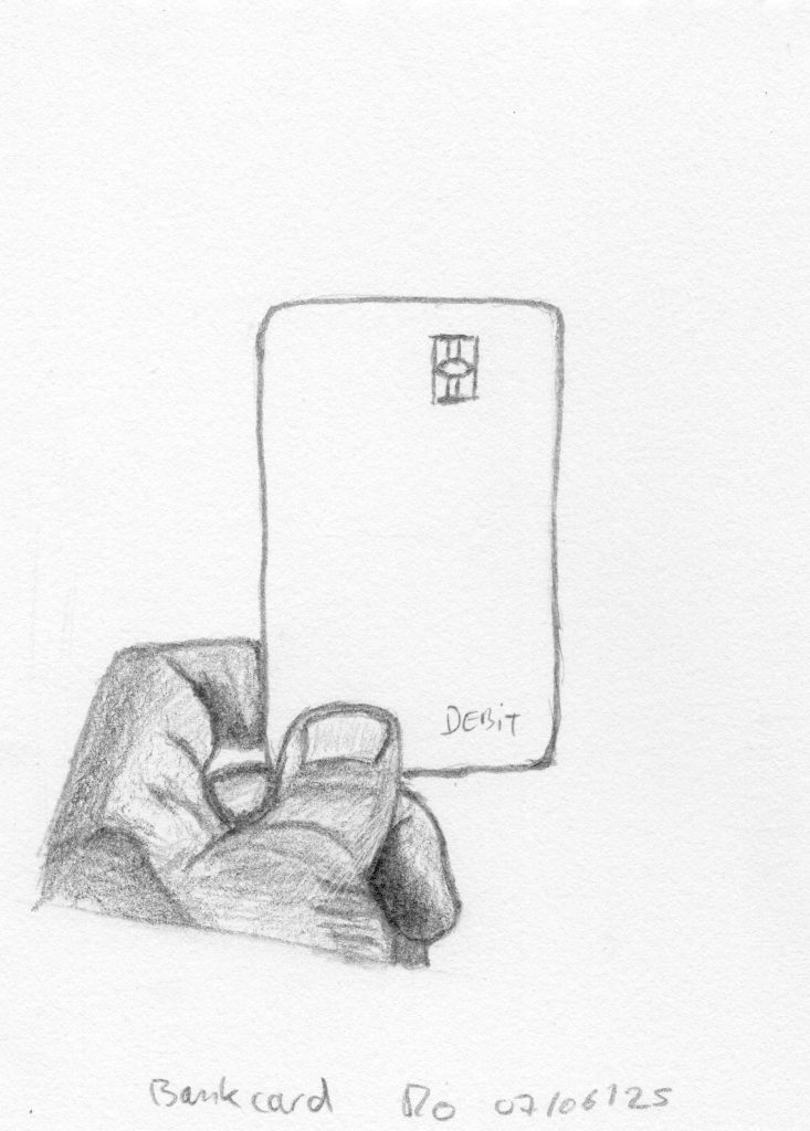 debit card graphite pencil