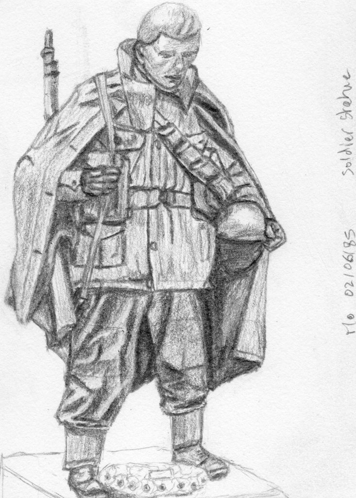 soldier statue graphite pencil