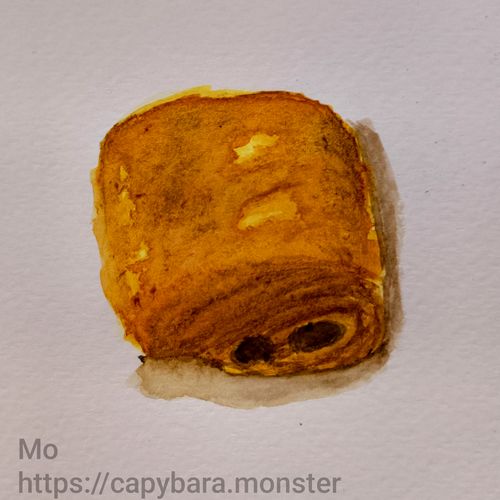 pain au chocolat chocolatine in watercolour