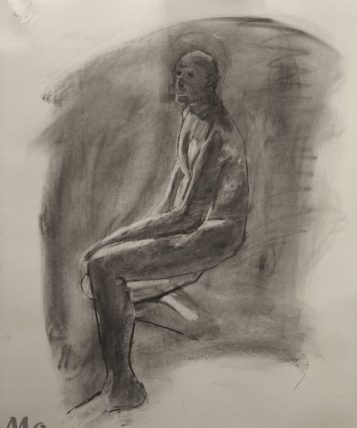 Second live drawing session and willow charcoal sketch