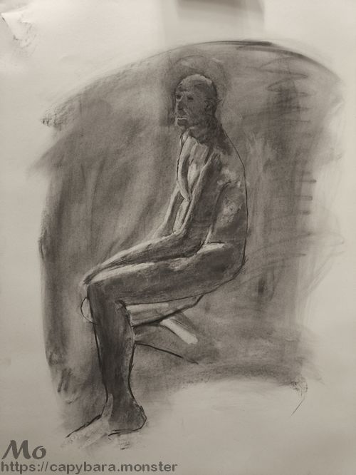 Second live drawing session and willow charcoal sketch